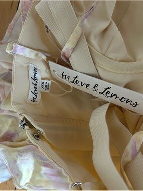 For Love & Lemons x Revolve Charlene Mini Dress in Yellow/Pink